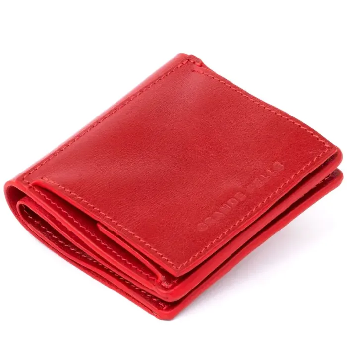 Вертикальне глянсове портмоне з накладною монетницею GRANDE PELLE 11331 Червоне