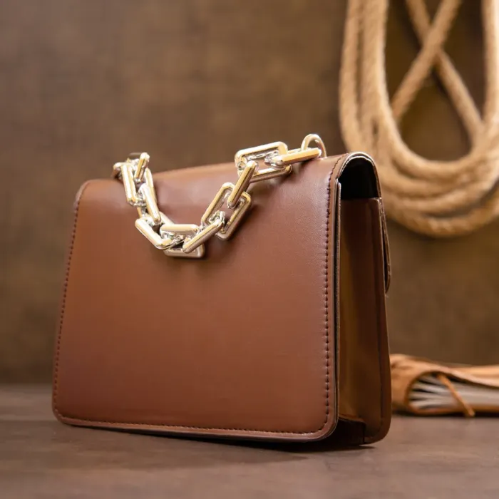 Горизонтальна сумка зі шкірозамінника Vintage 14907 Коричнева