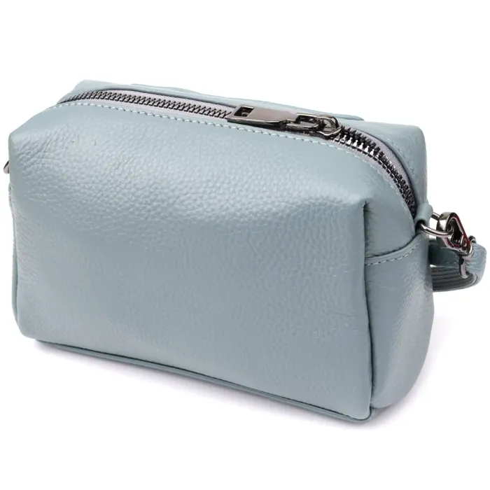 Елегантна жіноча сумка з натуральної шкіри із сучасним декором Vintage 22925 Блакитний