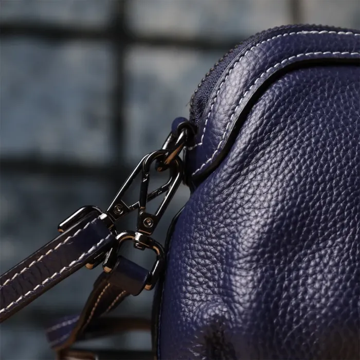 Жіноча шкіряна сумка з ефектним драпіруванням Vintage 22897 Синій