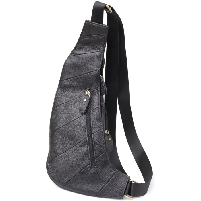 Сумка цікавої форми через плече з натуральної шкіри Vintage 22958 Чорний