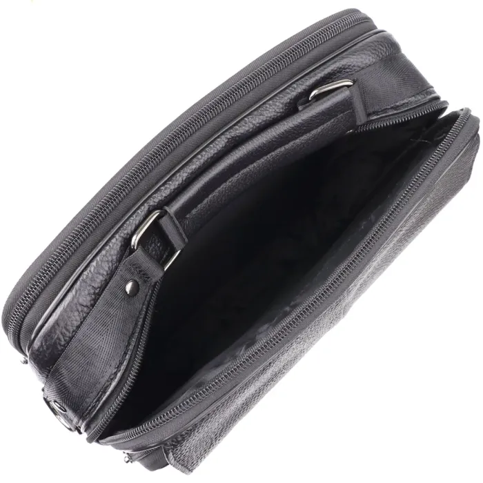 Чоловіча сумка з ручкою для перенесення в руці з натуральної шкіри Vintage 23026 Чорний