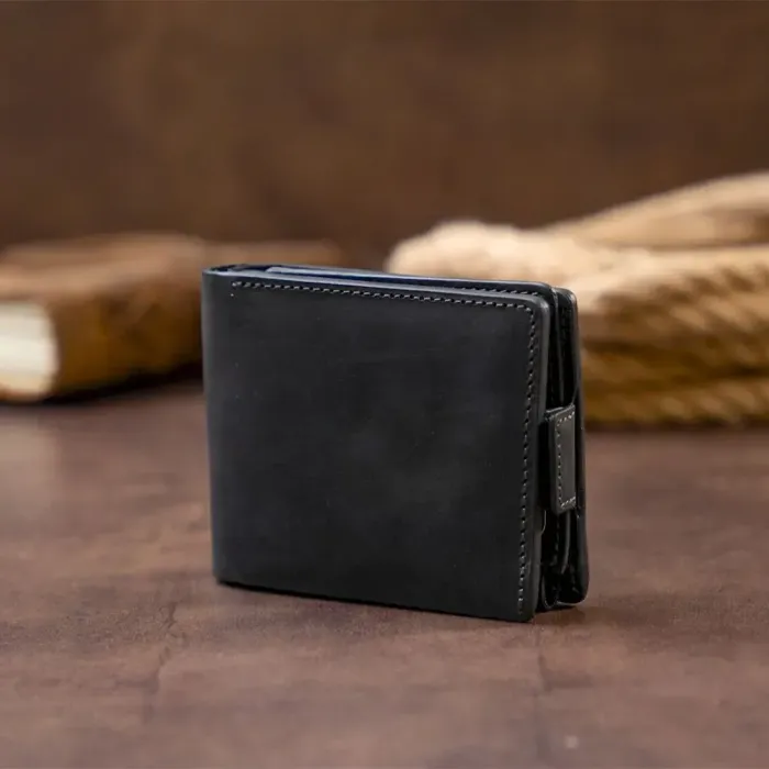 Портмоне горизонтальне Amico на магніті на два відділення матове GRANDE PELLE 11319 Чорне