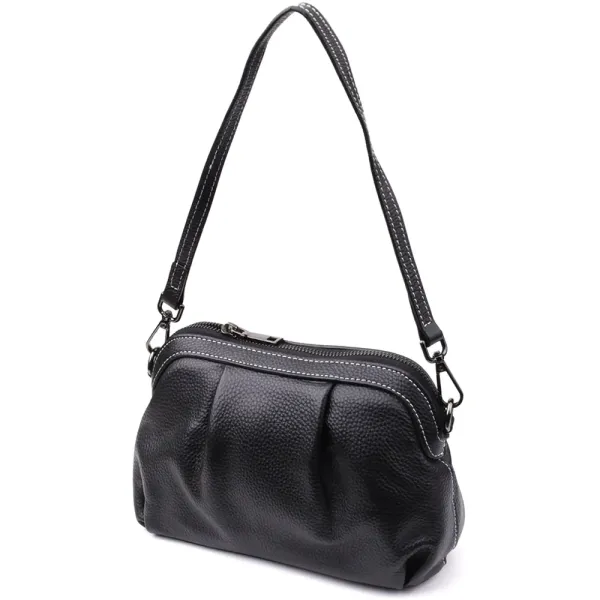 Жіноча сумка з м'якої натуральної шкіри з акцентом на драпірування Vintage 22896 Чорний