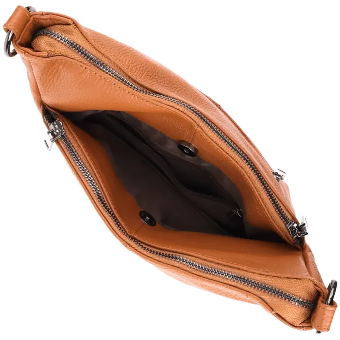 Жіноча сумка на два відділення з натуральної шкіри Vintage 23012 Коричневий