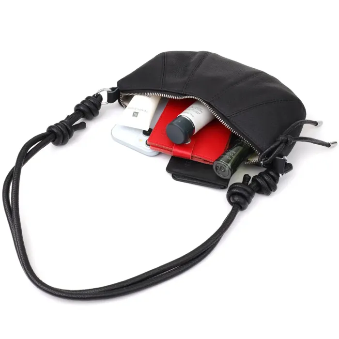 Жіноча напівкругла сумка з натуральної шкіри Vintage 22932 Чорний