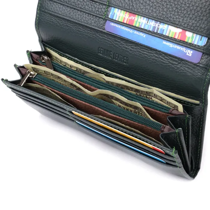 Зручний вертикальний гаманець із натуральної шкіри ST Leather 23086 Зелений