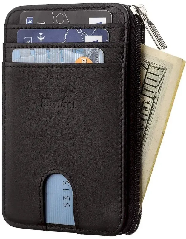 Тонкий компактний гаманець Shvigel 11126 із натуральної шкіри Чорний