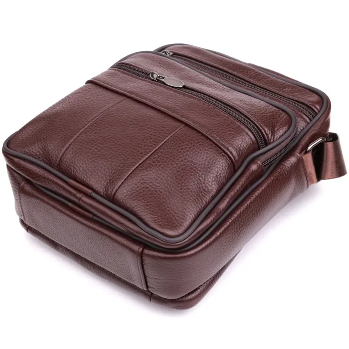 Зручна чоловіча сумка з натуральної шкіри 22858 Vintage Коричневий