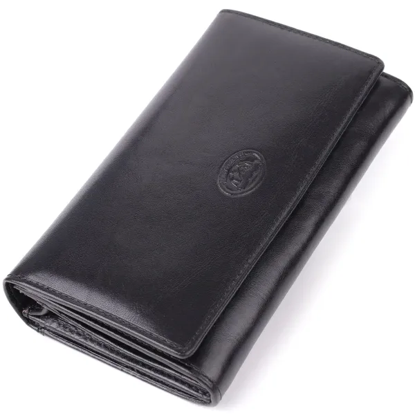 Стильний жіночий горизонтальний гаманець із глянсової натуральної шкіри Tony Perotti 20884_1 (1073 nero) Чорний