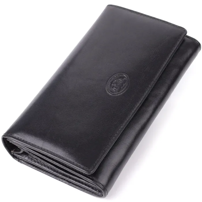 Стильний жіночий горизонтальний гаманець із глянсової натуральної шкіри Tony Perotti 20884_1 (1073 nero) Чорний