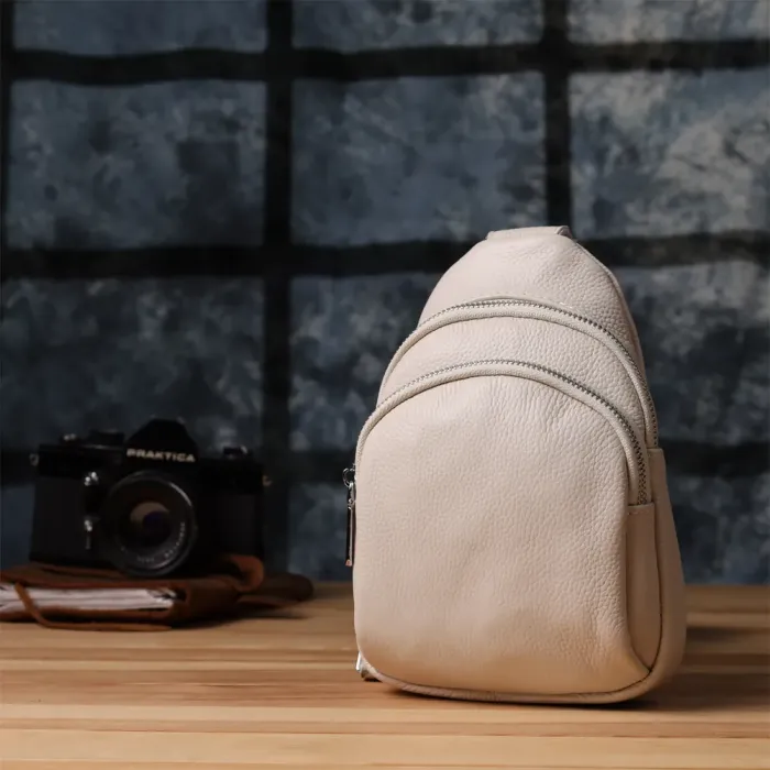 Сумка-слінг із натуральної шкіри для жінок Vintage 22936 Білий