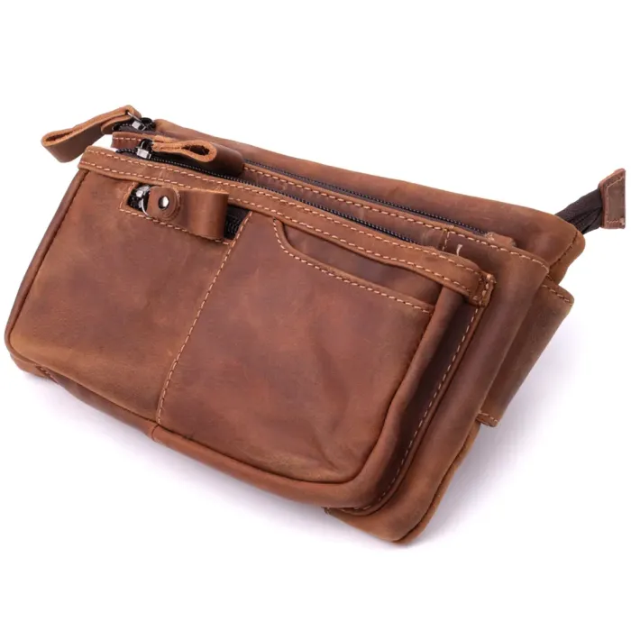 Вінтажна бананка для чоловіків з натуральної шкіри Vintage 15104 Коричневий