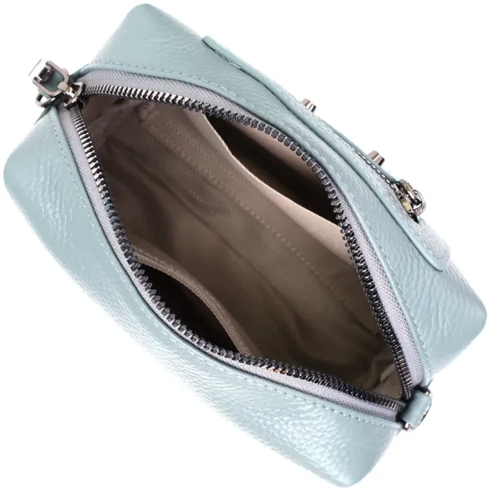 Елегантна жіноча сумка з натуральної шкіри із сучасним декором Vintage 22925 Блакитний