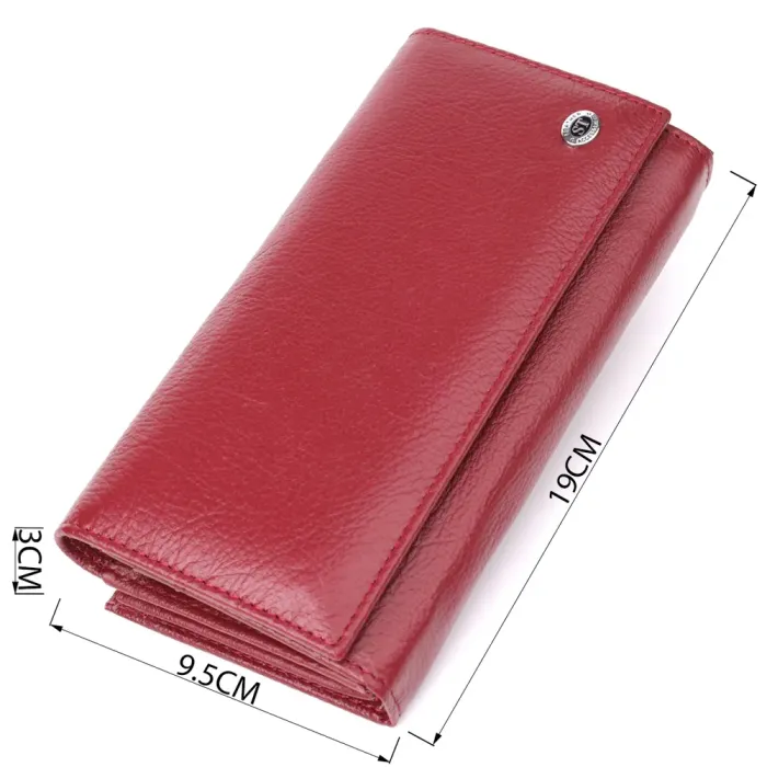 Модний жіночий гаманець на магнітах із натуральної шкіри ST Leather 23113 Бордовий