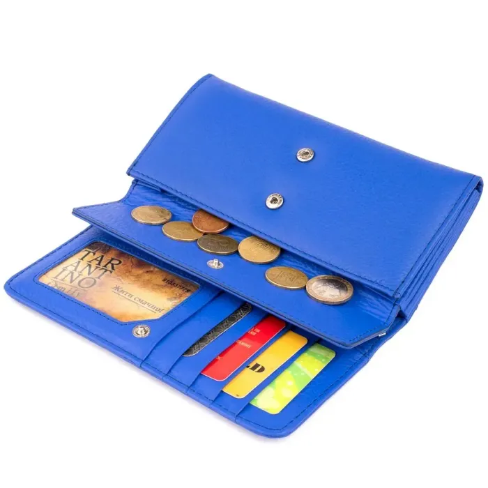 Гаманець шкіряний у дві додавання жіночий ST Leather 19285 Синій