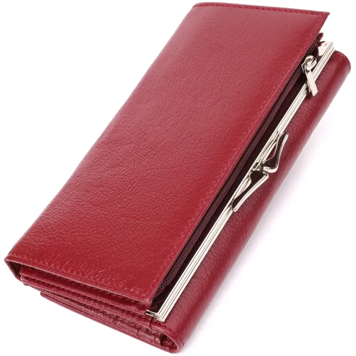 Модний жіночий гаманець на магнітах із натуральної шкіри ST Leather 23113 Бордовий
