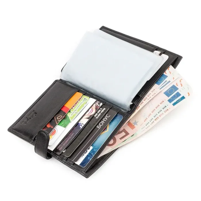 Портмоне вертикальне KARYA 17116 шкіра Чорне