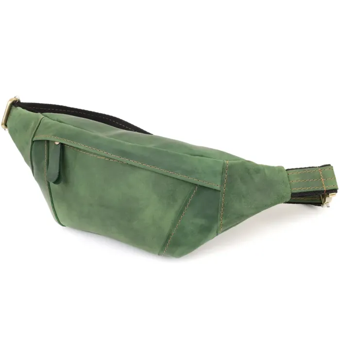 Модна сумка-бананка для чоловіків з натуральної vintage шкіри Shvigel 23124 Зелений