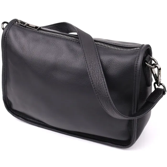 Стильна сумка на плече з натуральної шкіри Vintage 23001 Чорний