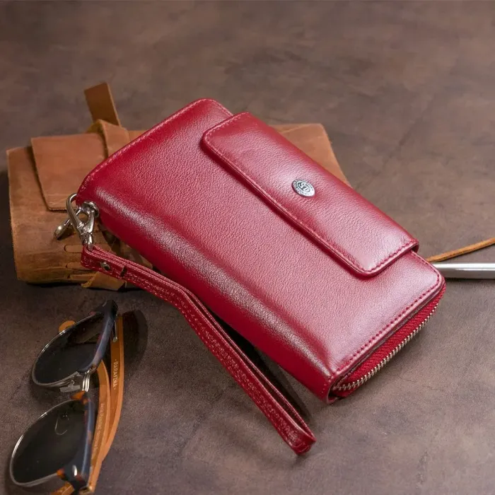 Гаманець зі шкіри на клямці ST Leather 19341 Бордовий