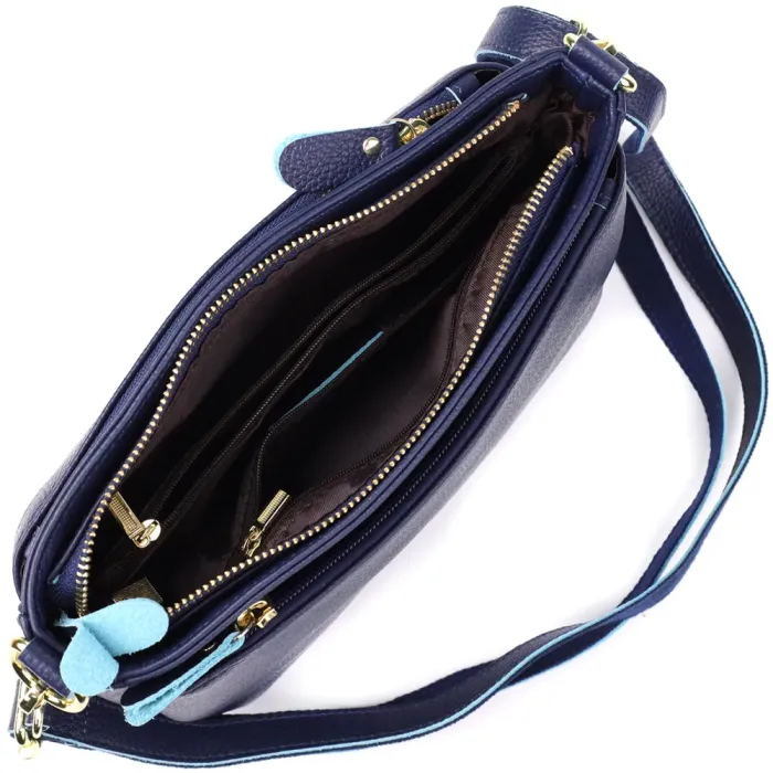 Елегантна жіноча шкіряна сумка з жорстким дном Vintage 22986 Синій