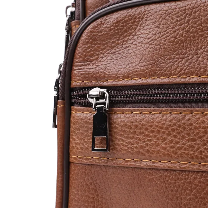 Сумка чоловіча з ручкою для перенесення в руці з натуральної шкіри Vintage 23031 Світло-коричневий