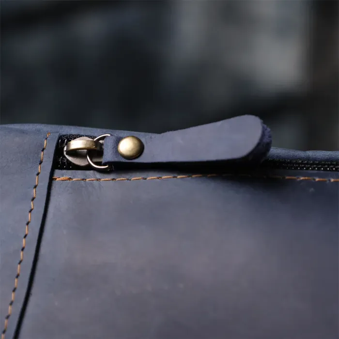 Красива сумка-бананка для чоловіків з натуральної vintage шкіри Shvigel 23123 Синій