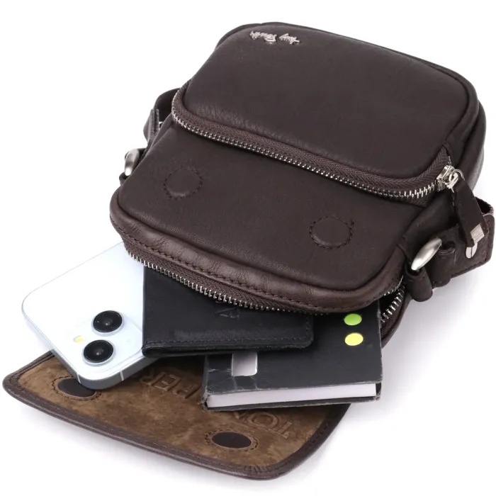 Невелика сумка з матової зернистої натуральної шкіри Tony Perotti 208767_1 (9150-14 moro) Чорний