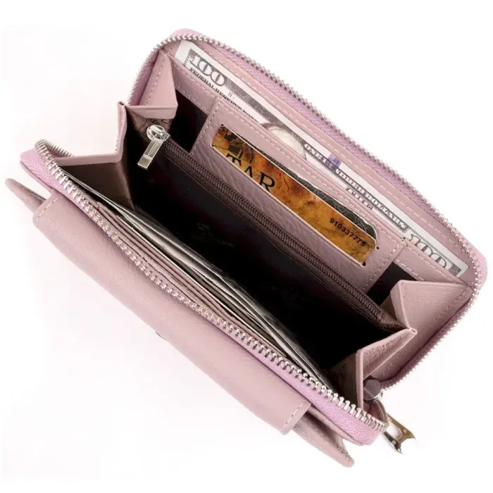 Гаманець зі шкіри на клямці ST Leather 19345 Ліловий