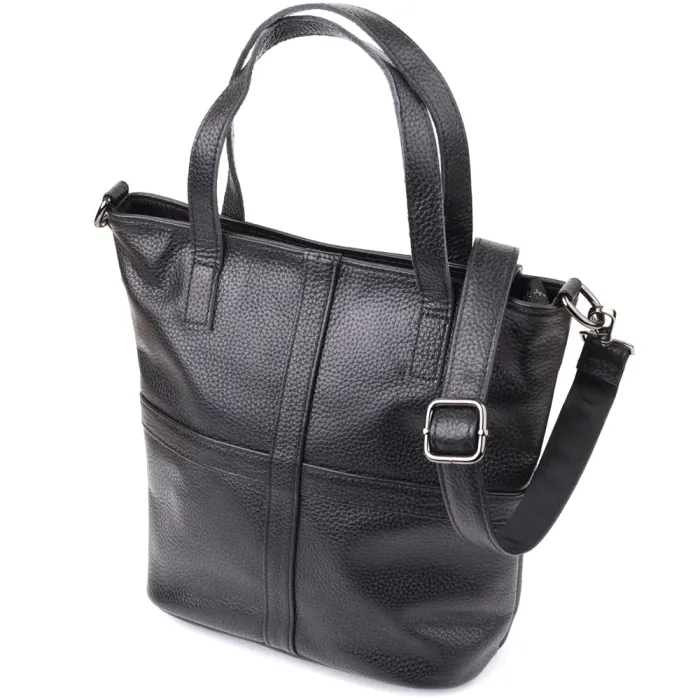 Унікальна сумка жіноча з натуральної шкіри Vintage 22993 Чорний