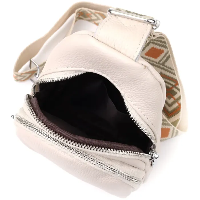 Сумка-слінг із натуральної шкіри для жінок Vintage 22936 Білий