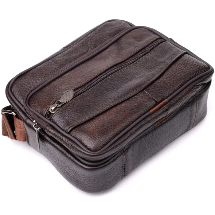 Горизонтальна зручна сумка з ручкою для чоловіків з натуральної шкіри Vintage 22940 Коричневий