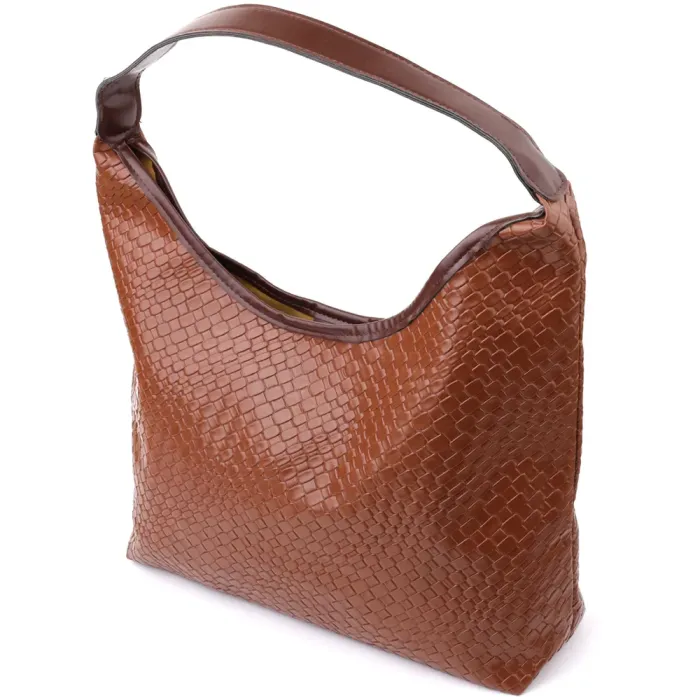 Жіноча сумка з переплетеної екошкіри Vintage 15142 Коричневий