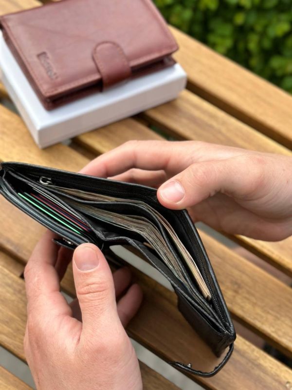 Чоловічий шкіряний гаманець люкс, чоловіче портмоне натуральна шкіра HORTON 301B