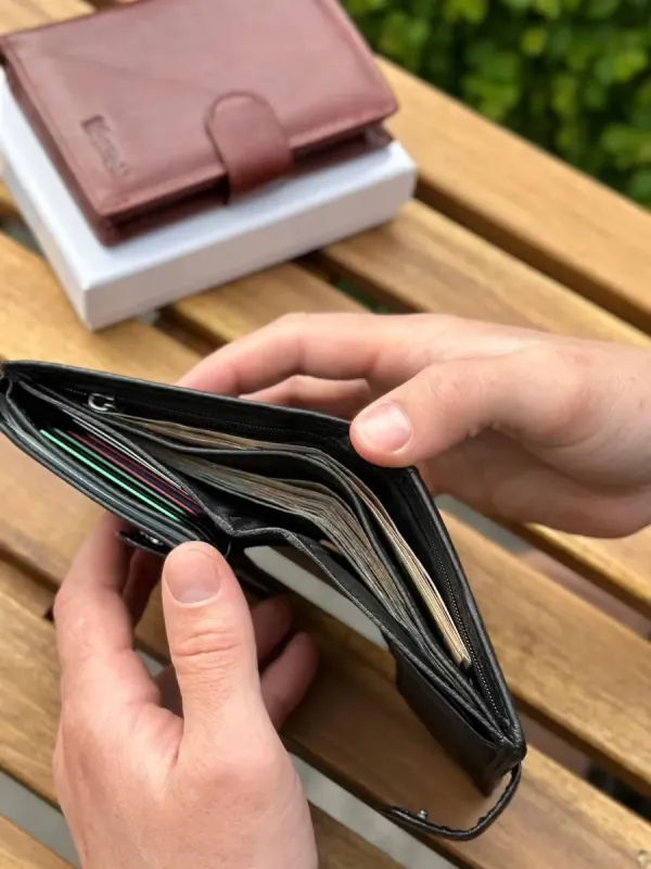 Чоловічий шкіряний гаманець люкс, чоловіче портмоне натуральна шкіра HORTON 301B