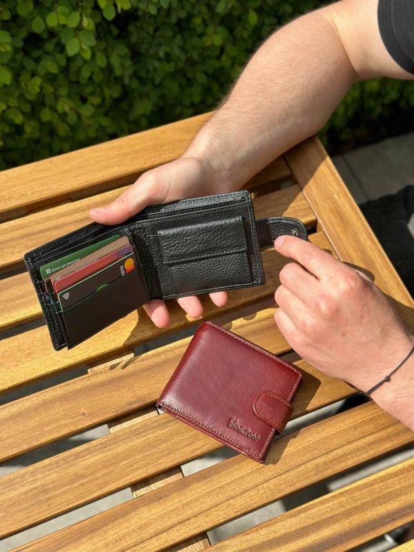 Чоловічий гаманець натуральний гаманець чорний, коричневий HORTON 208