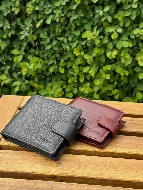 Чоловічий гаманець натуральний гаманець чорний, коричневий HORTON 208