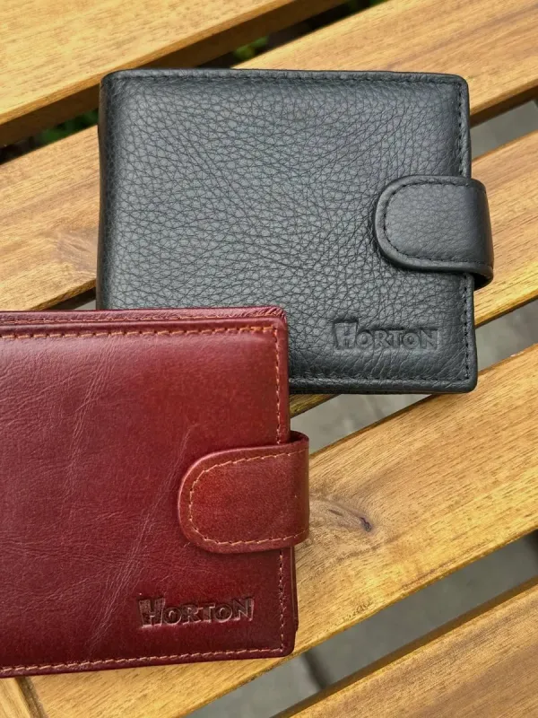 Чоловічий гаманець натуральний гаманець чорний, коричневий HORTON 208