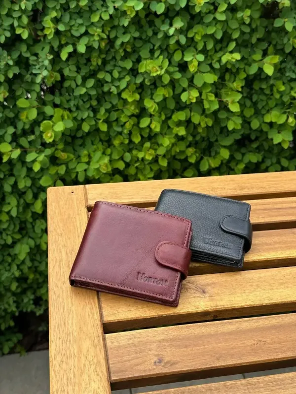 Чоловічий гаманець натуральний гаманець чорний, коричневий HORTON 208