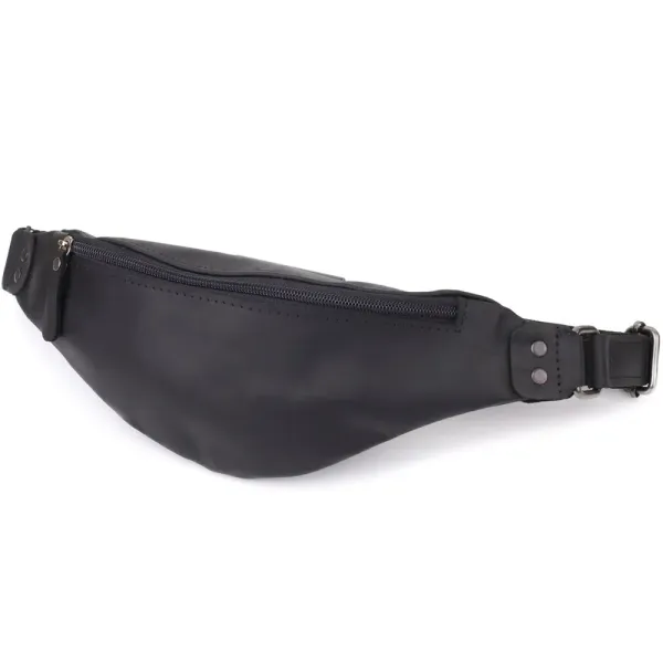 Чоловіча бананка з натуральної вінтажної шкіри Shvigel 23129 Чорний