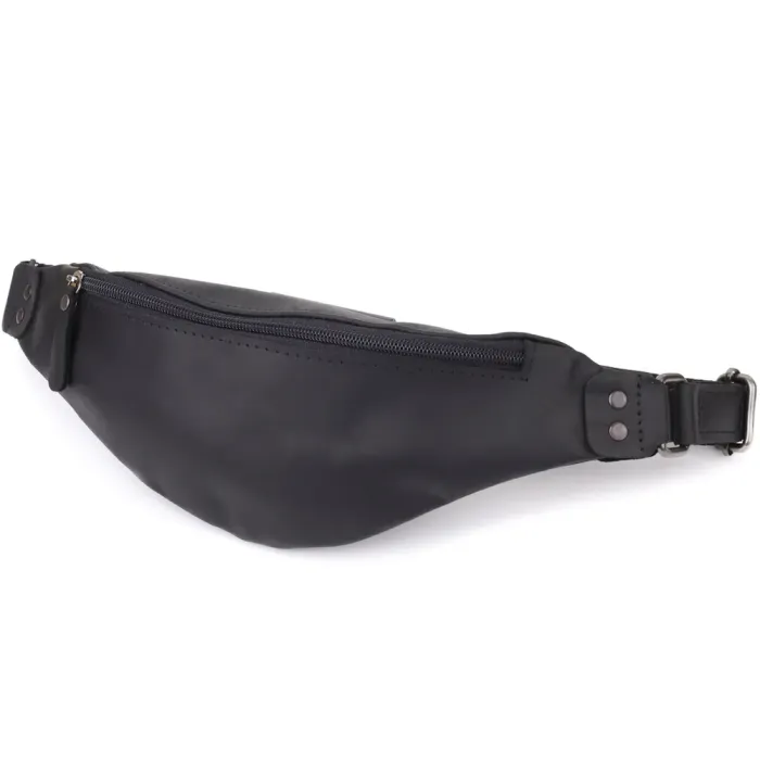 Чоловіча бананка з натуральної вінтажної шкіри Shvigel 23129 Чорний