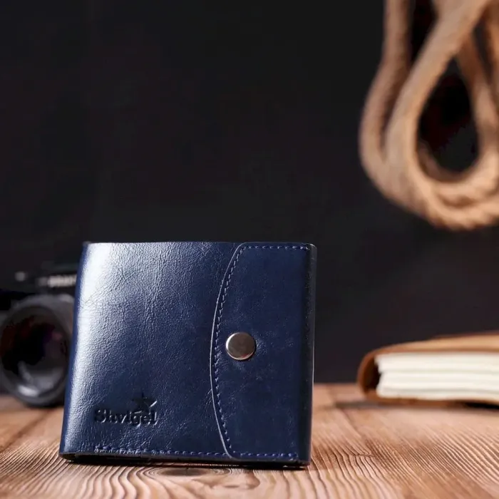 Зручне портмоне із натуральної шкіри Shvigel 16622 Синій
