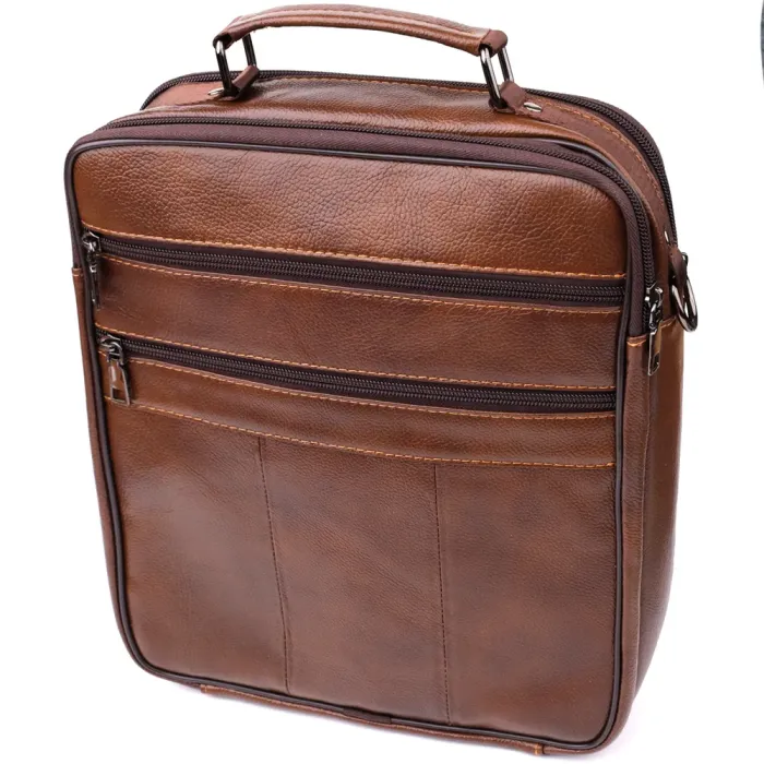 Сумка для чоловіків з ручкою для перенесення в руці з натуральної шкіри Vintage 23028 Коричневый