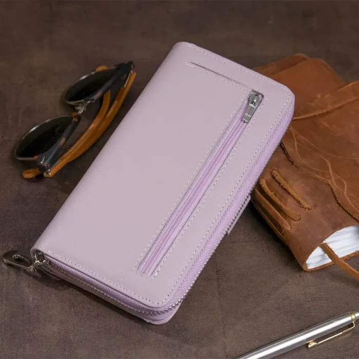 Вертикальний місткий гаманець зі шкіри ST Leather 19302 Ліловий