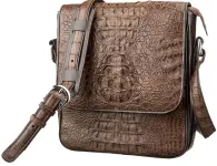 Сумка чоловіча CROCODILE LEATHER 18262 з натуральної шкіри крокодила Коричнева