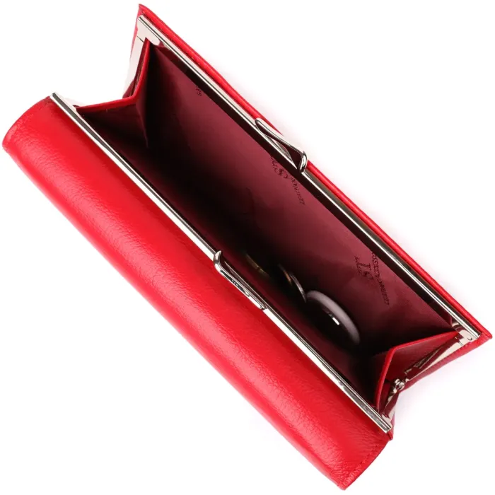 Красивий гаманець для жінок з монетницею із натуральної шкіри ST Leather 23105 Червоний