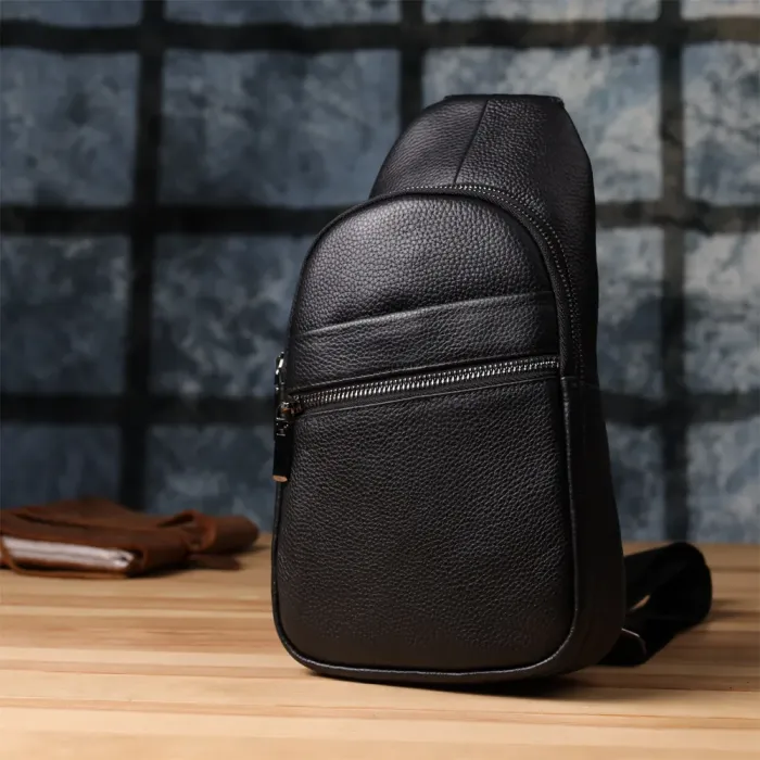 Чоловіча сумка через плече з натуральної шкіри Vintage 23018 Чорний