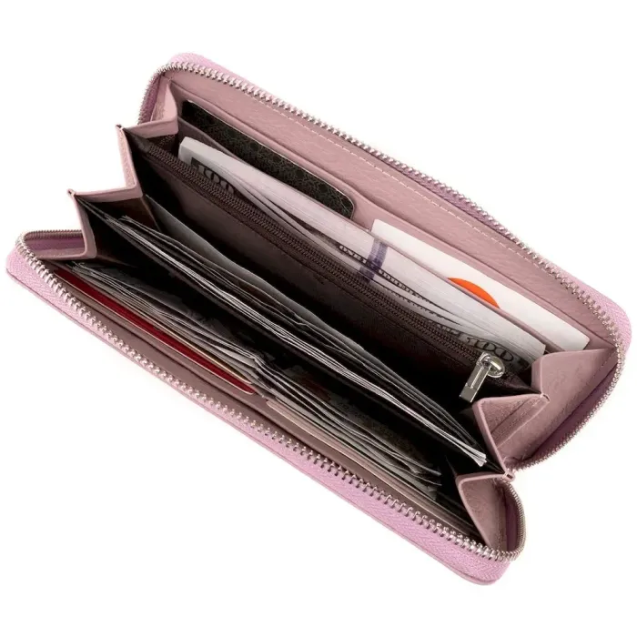 Місткий клатч шкіряний жіночий ST Leather 19278 Ліловий