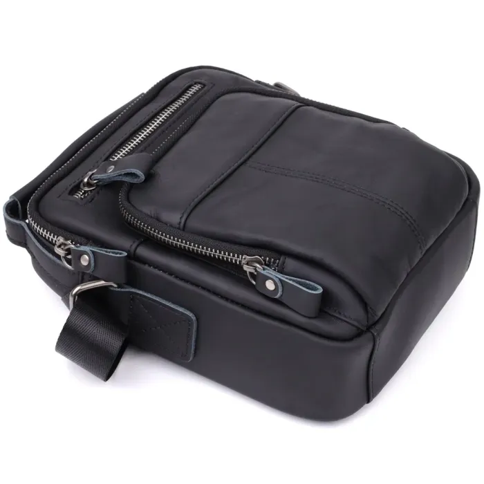 Ділова чоловіча сумка з натуральної шкіри Vintage 23036 Чорний